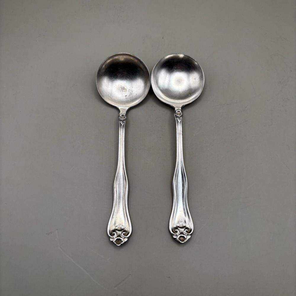 Lot of 2 1881 Rogers A1 Silverplated Soup Spoons 982